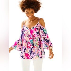 Lilly Pulitzer Alanna Cold Shoulder Top NEW WITH TAGS!  Size XS (loose fit)